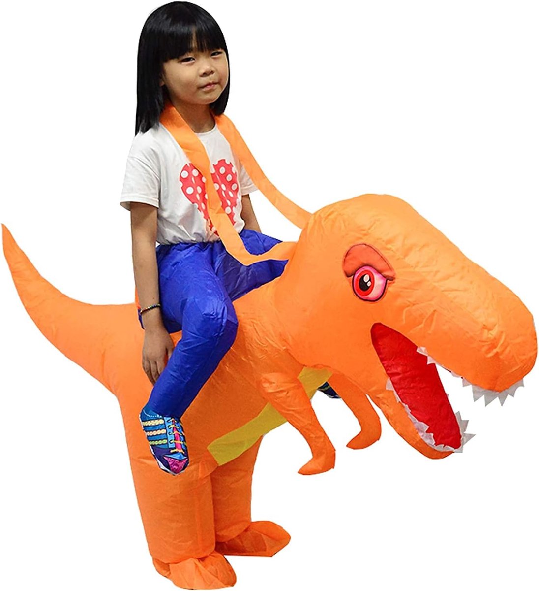 Opblaasbaar dinosauruskostuum kinderen - T-Rex formaat - kleurrijk ontwerp - perfect voor feestjes - SnelShoppen