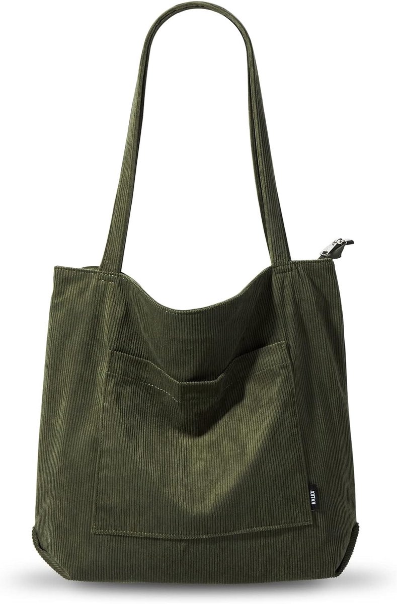 Tote Bag met Rits - Waterdichte Corduroy - Grote Capaciteit - Ideaal voor School en Werk - SnelShoppen