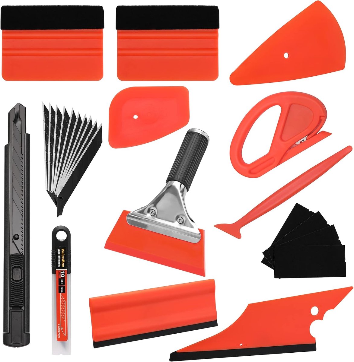Foil tool set 25-delig - gekleurd voor autoruiten - met diverse squeegees en snijmes - eenvoudig te gebruiken - SnelShoppen