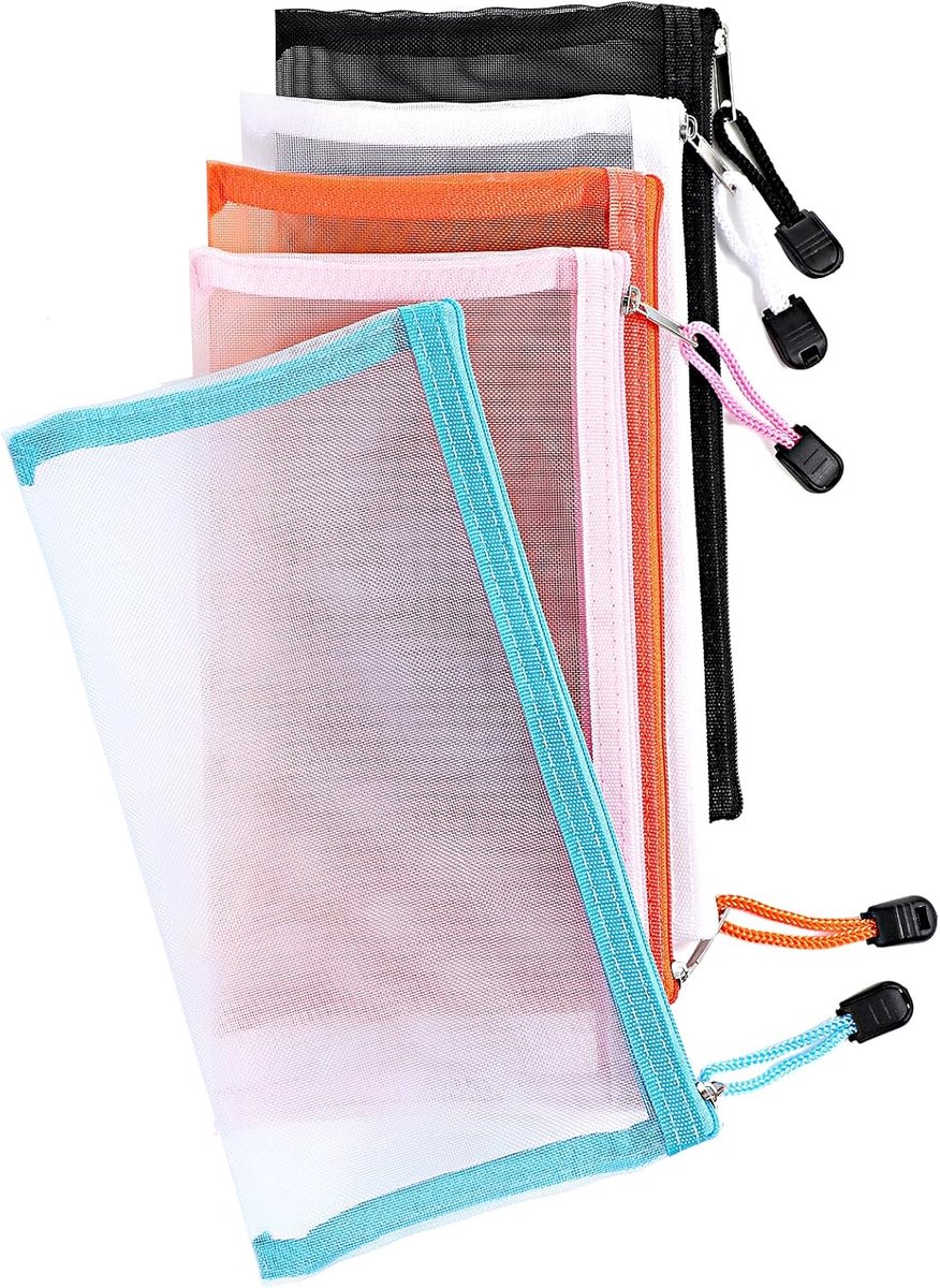 Zipper Pouch 22 x 11.5 cm - Mesh Pouch in 5 Kleuren - Duurzaam Nylon - Ideaal voor Make-up en Pennen - SnelShoppen