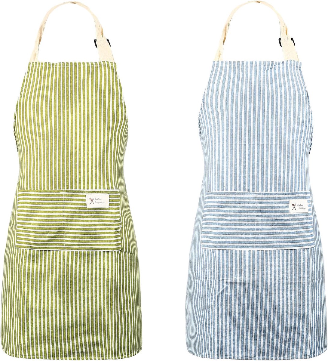 Keuken Schorten 2 Stuks - Unisex Verstelbaar - Groen en Blauw - Ideaal voor Koken en Bakken - SnelShoppen