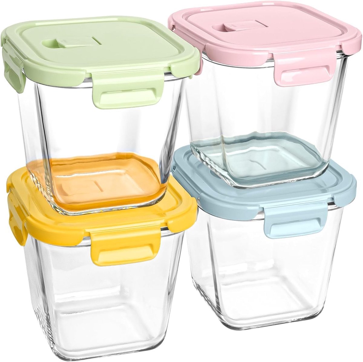Glazen soepcontainers 32oz - vierkant - met deksels - ideaal voor bewaren - SnelShoppen