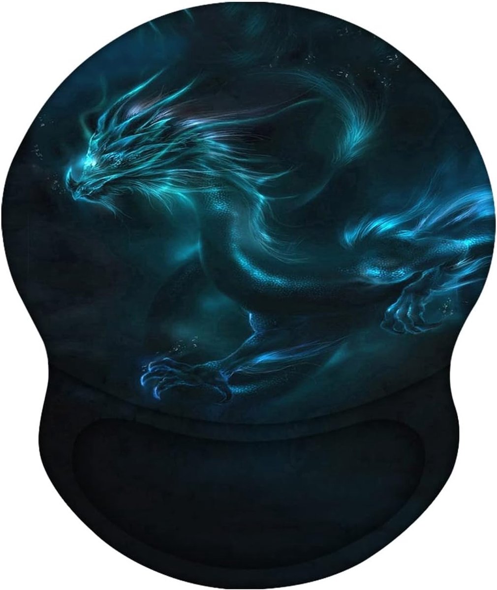 Ergonomische muismat met gelkussen - Motief draak blauw - Comfortabele polsondersteuning - Precieze muisbeweging - SnelShoppen