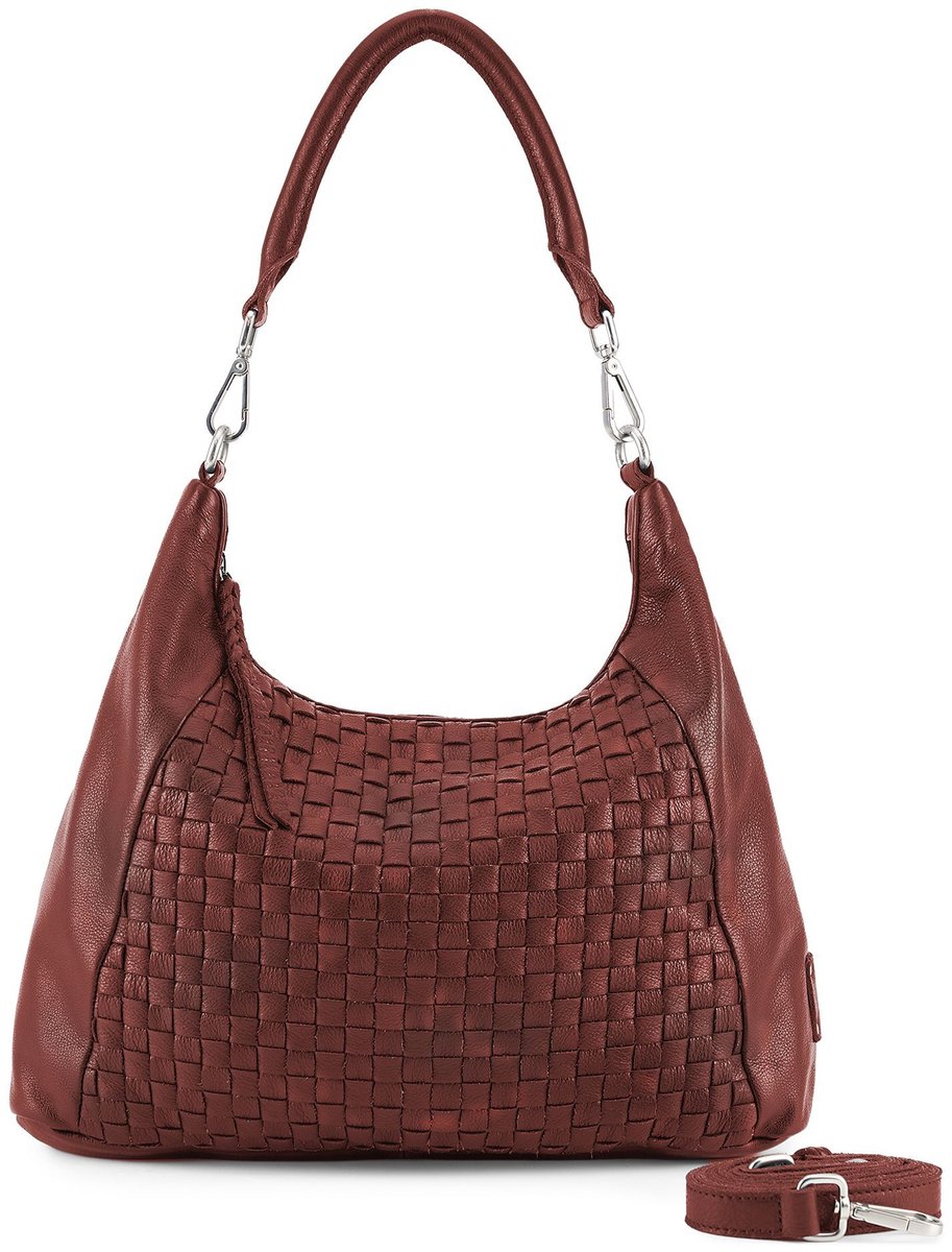 FREDsBRUDER Leren schoudertas Calm Weave Collection Hobo Bag Deep Sandalwood donkerrood
