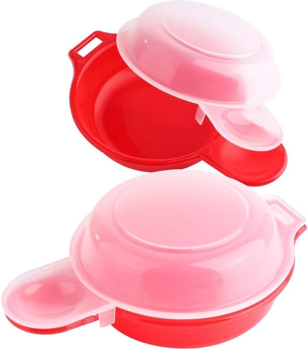 Magnetron Eierkoker - Keuken Kooktool - Snelle Eieren Koken - Anti-aanbaklaag - 2 Sets - Rood