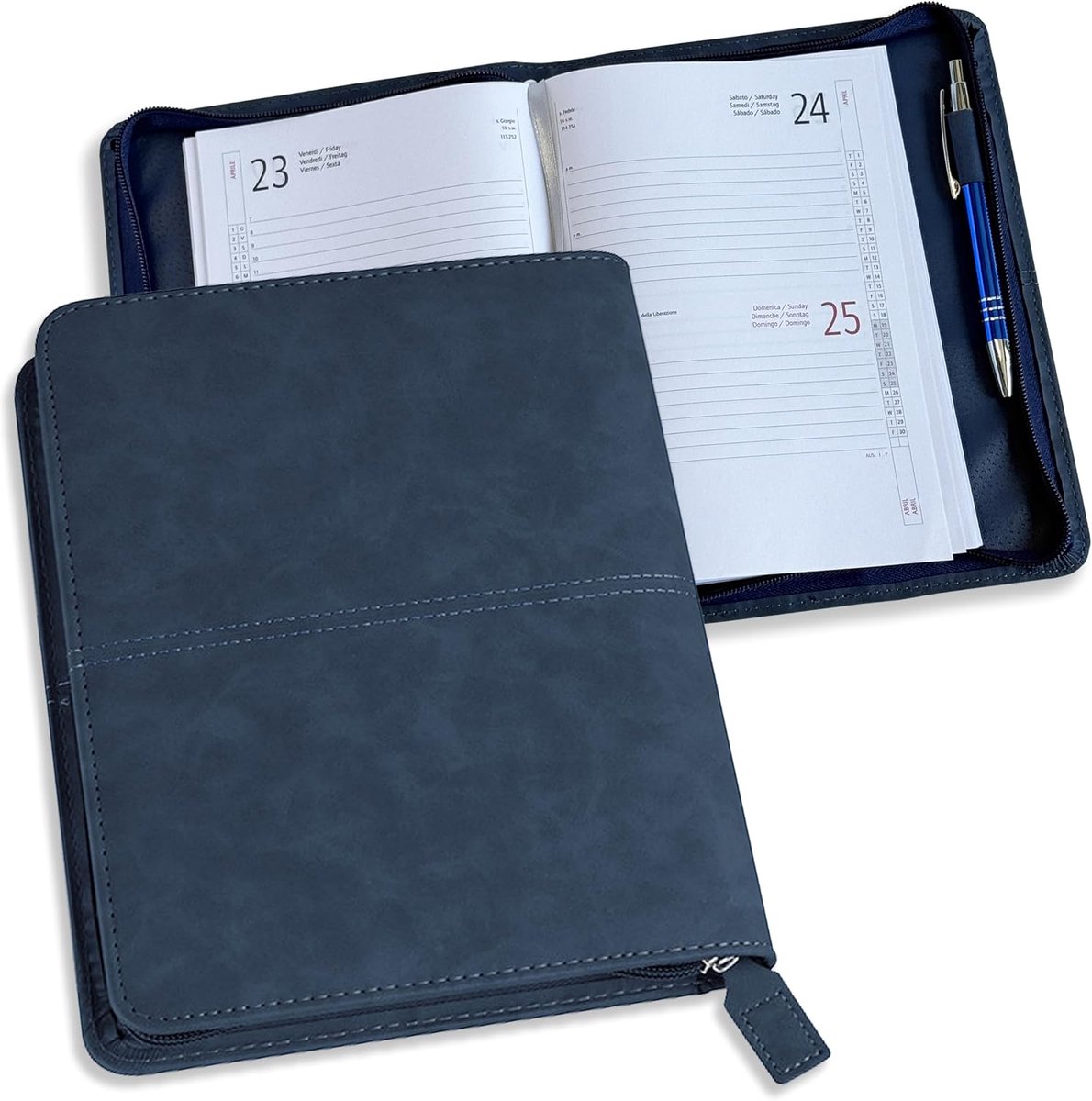 Zakkalender A5 2027 - Blauw kunstleer - Ritssluiting - Perfect voor werk en studie - SnelShoppen