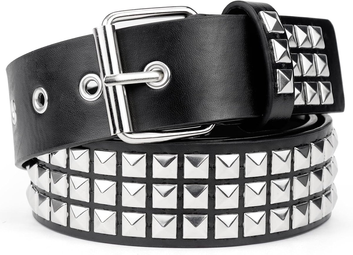 Rivets Belt 105 cm - Zwart - Punkstijl - Perfect voor gothic outfits - SnelShoppen