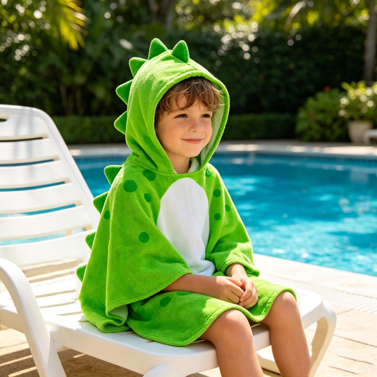Kinderbadponcho dinosaurus 2-4 jaar - zachte badstof - capuchon - ideaal voor strand en bad - ShopVlot