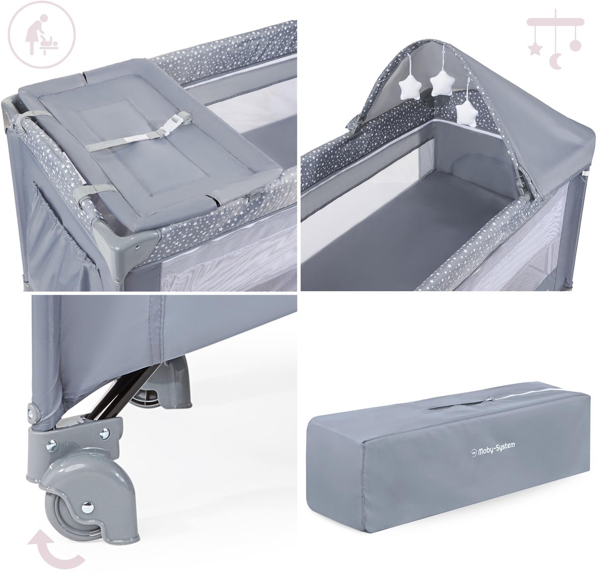 Reisbed & box spel 2-in-1 - Grijs - Opvouwbaar - Geschikt voor baby’s van 0-36 maanden - ShopVlot