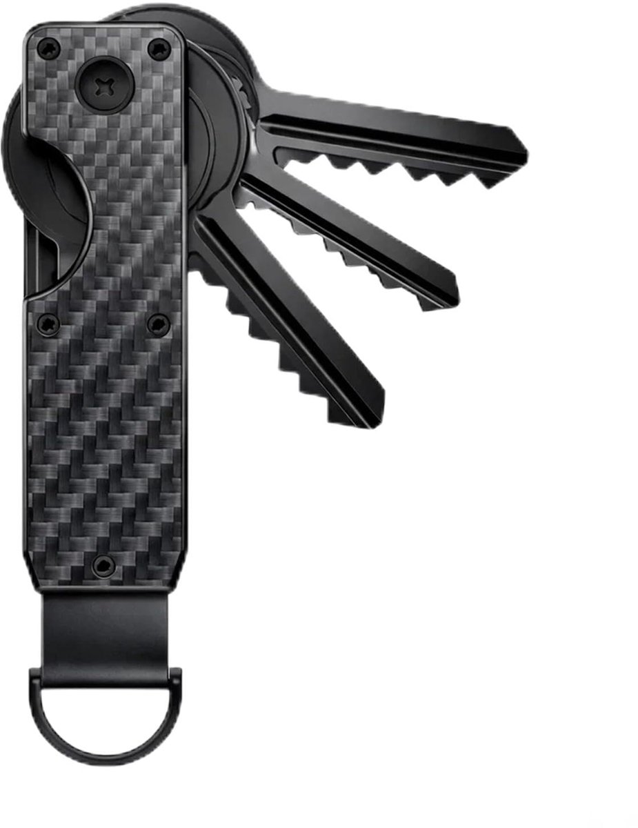Metalen Sleutel Organizer - Compacte Sleutelhouder met Minimalistisch Ontwerp - Innovatieve Sleutelopberger voor Maximaal 6 Sleutels - Duurzame Metalen Sleutelhanger met D-Ring - Ruimtebesparende Accessoire voor Dagelijks Gebruik, Reizen en Kantoor