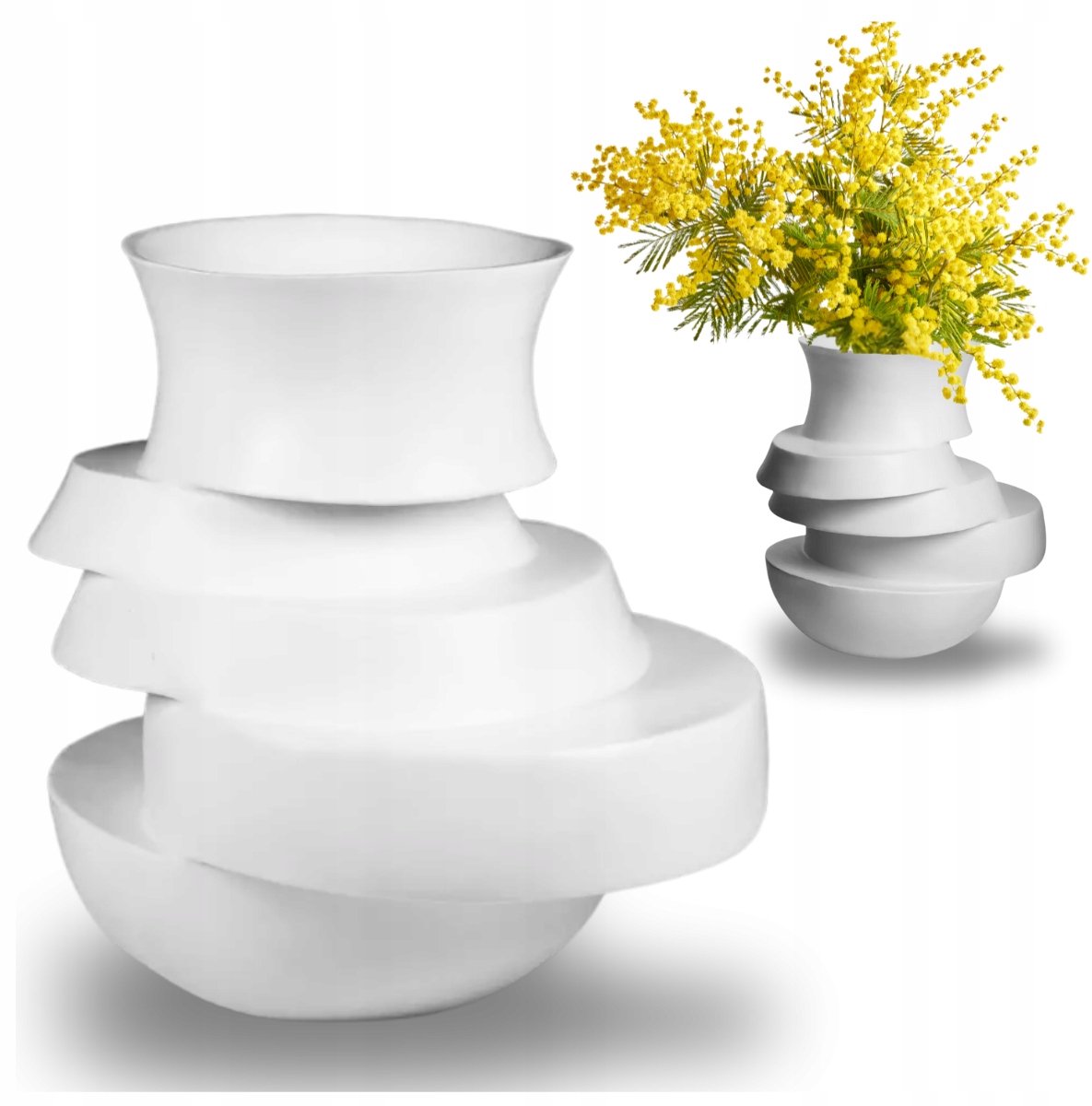 Grote Witte Decoratieve Vaas - Stijlvol Bloemen en Boeketten Vaas - 29cm