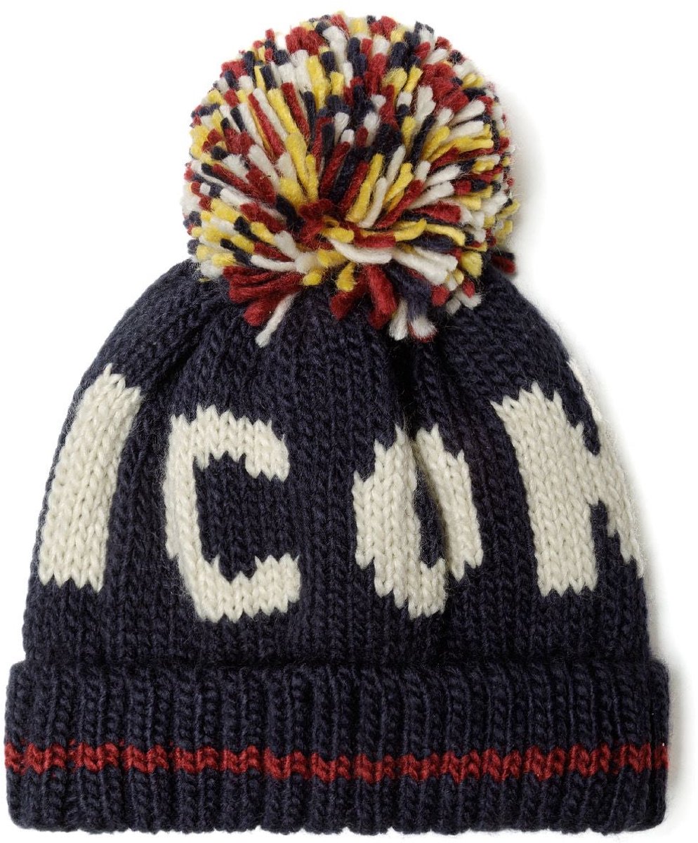 Minoti jacquard muts jongens - donkerblauw met pompon