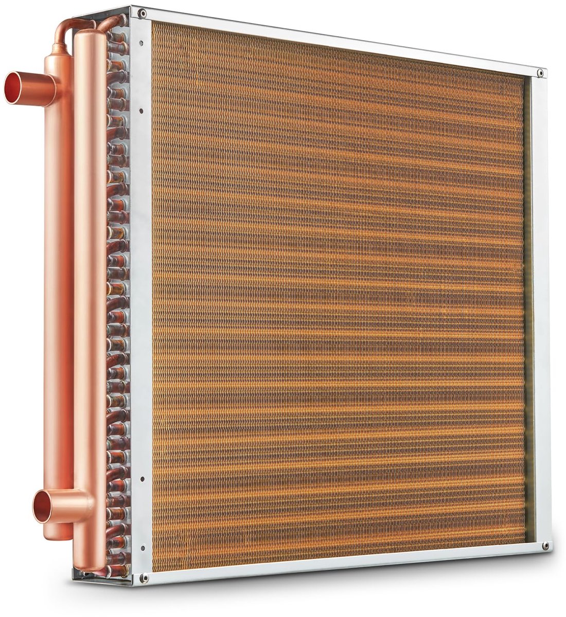 Warmtewisselaar water naar lucht 20"x20" - 3-rij 3/8" koper - 242 aluminium vinnen - ideaal voor houtovens - ShopVlot