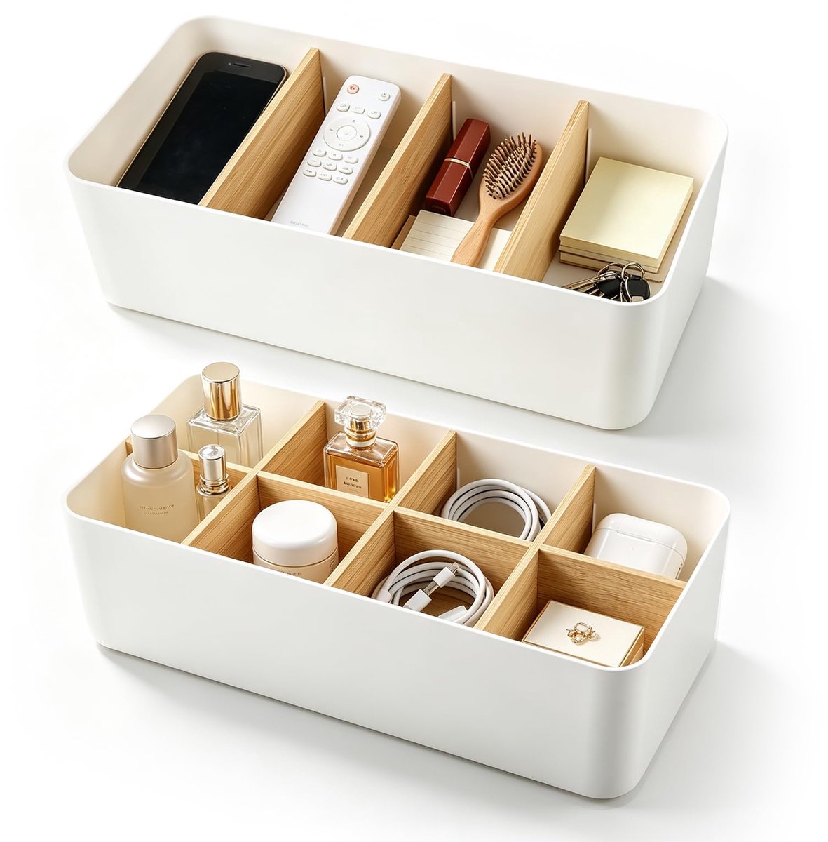 Bureau-organizer 8 vakken - wit - multifunctionele opslag - perfect voor kantooraccessoires - ShopVlot