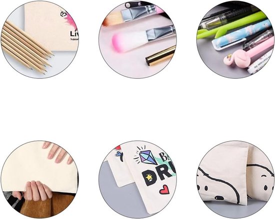 Zakjes om te beschilderen, 10 stuks, stoffen tas met ritssluiting, multifunctioneel, kleine tas, organizer voor schrijfwaren, voor school, reizen — afbeelding 4