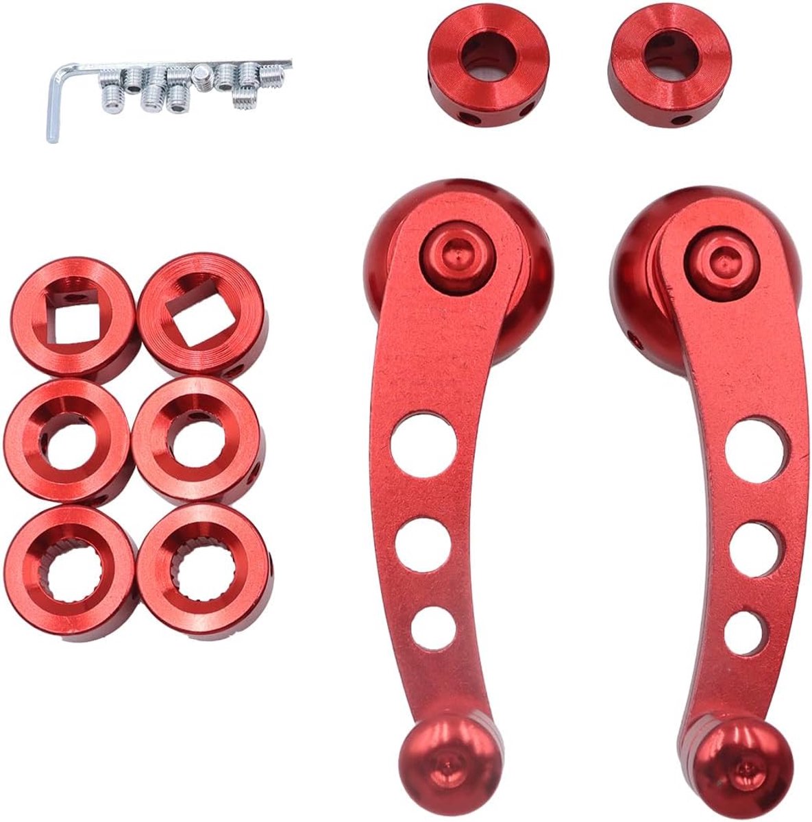Handslingergreep met universele accessoires voor het optillen en neerlaten van autoruiten, cranks, raamgreep, raambediening, rood, 2 stuks