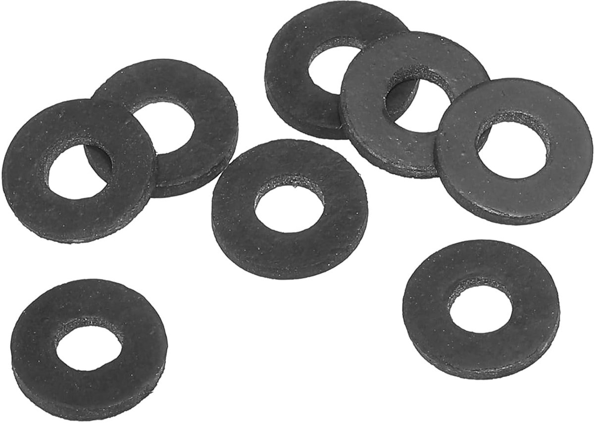 M5 rubberen sluitringen Ronde afdichting, 8 stuks 5mm ID 13mm OD 1,5mm dik Platte sluitringen Set afdichtingsrubber voor waterkraanpijp bevestigingsschroef, Zwart