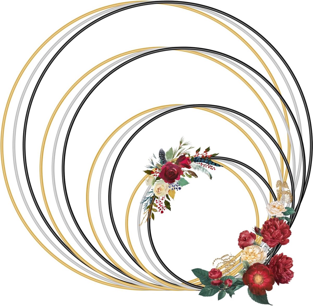 12 Stuks Cirkels, Creatieve Metalen Ringen Voor Kunsthandwerk, 5 cm/10 cm/15 cm/20 cm, Cirkels Voor Doe-het-zelf Handwerk, Macramé, Dromenvanger, Accessoires