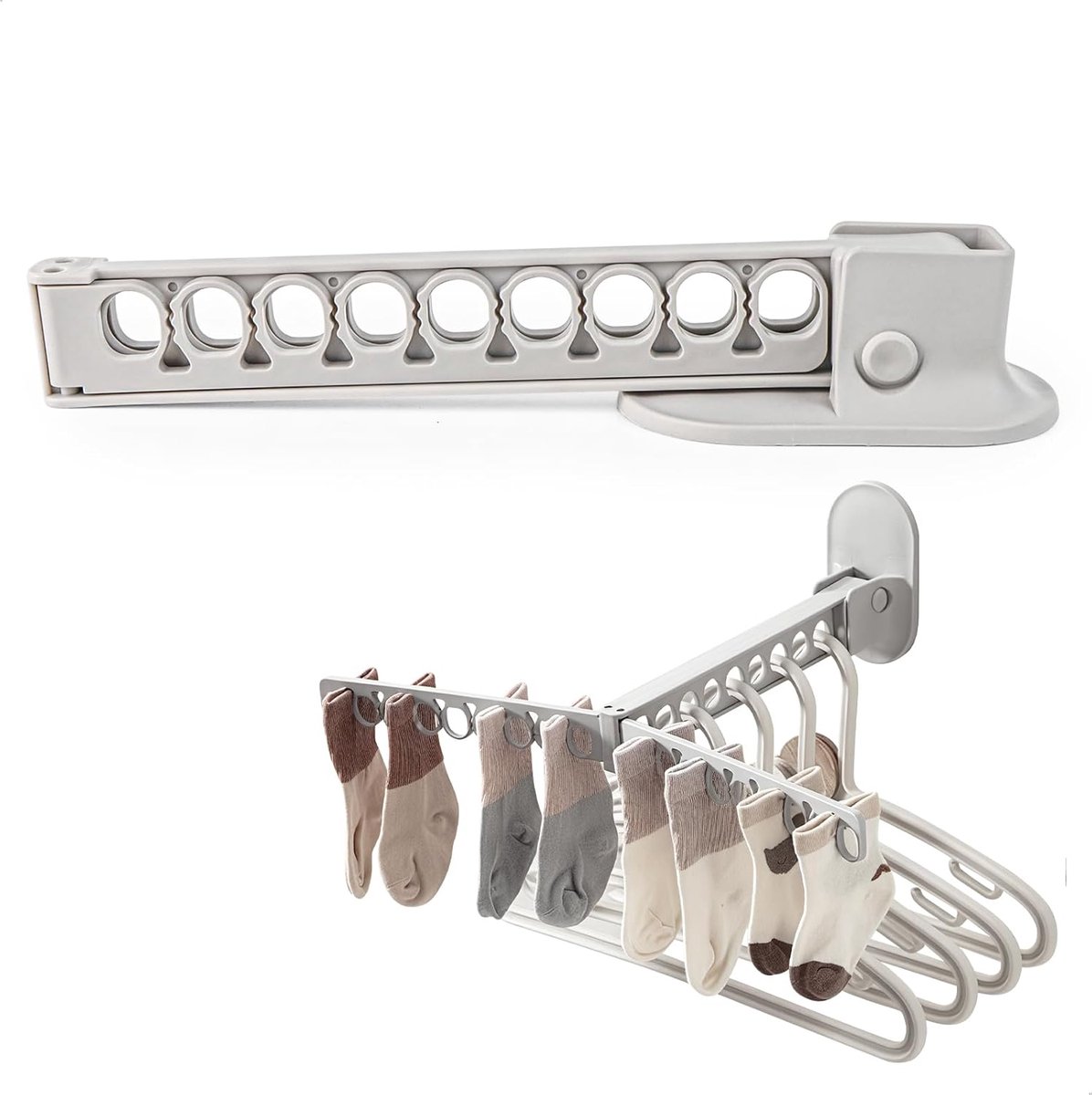 Wandgarderobe, wandgarderobe, inklapbaar, kledingstang zonder boren, met 27 gaten voor het ophangen van kleerhangers, ruimtebesparend, 1 stuk