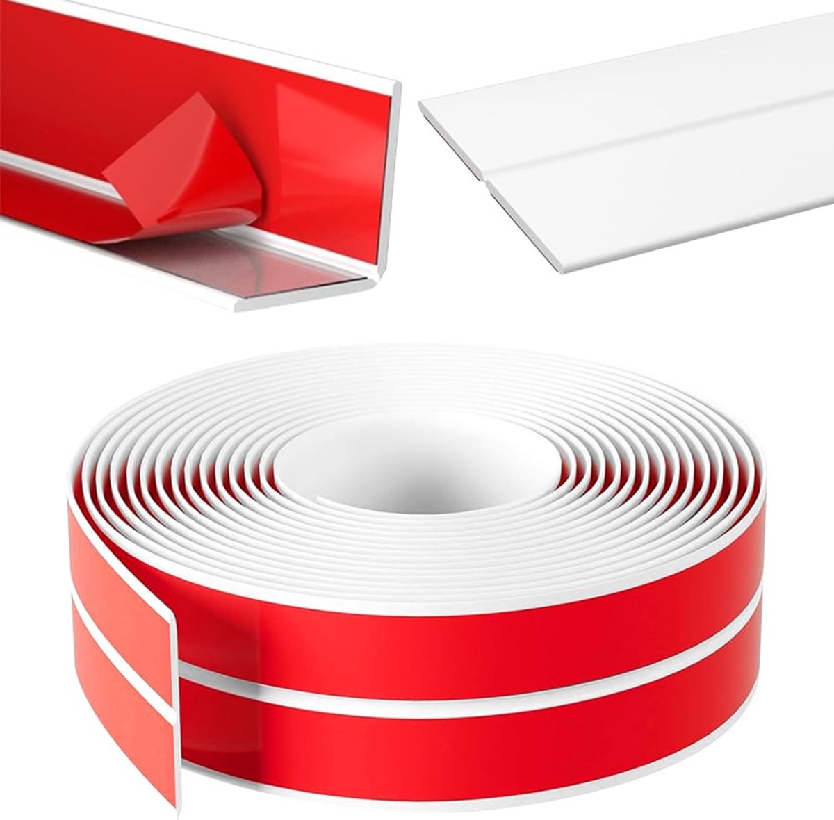 Afdichting voor badkamer, zachte plint, zelfklevend, schimmelbestendig, afdichting, waterdichte plint voor badkuip, badkamer, keuken (wit, 4 m, 10 mm × 10 mm)