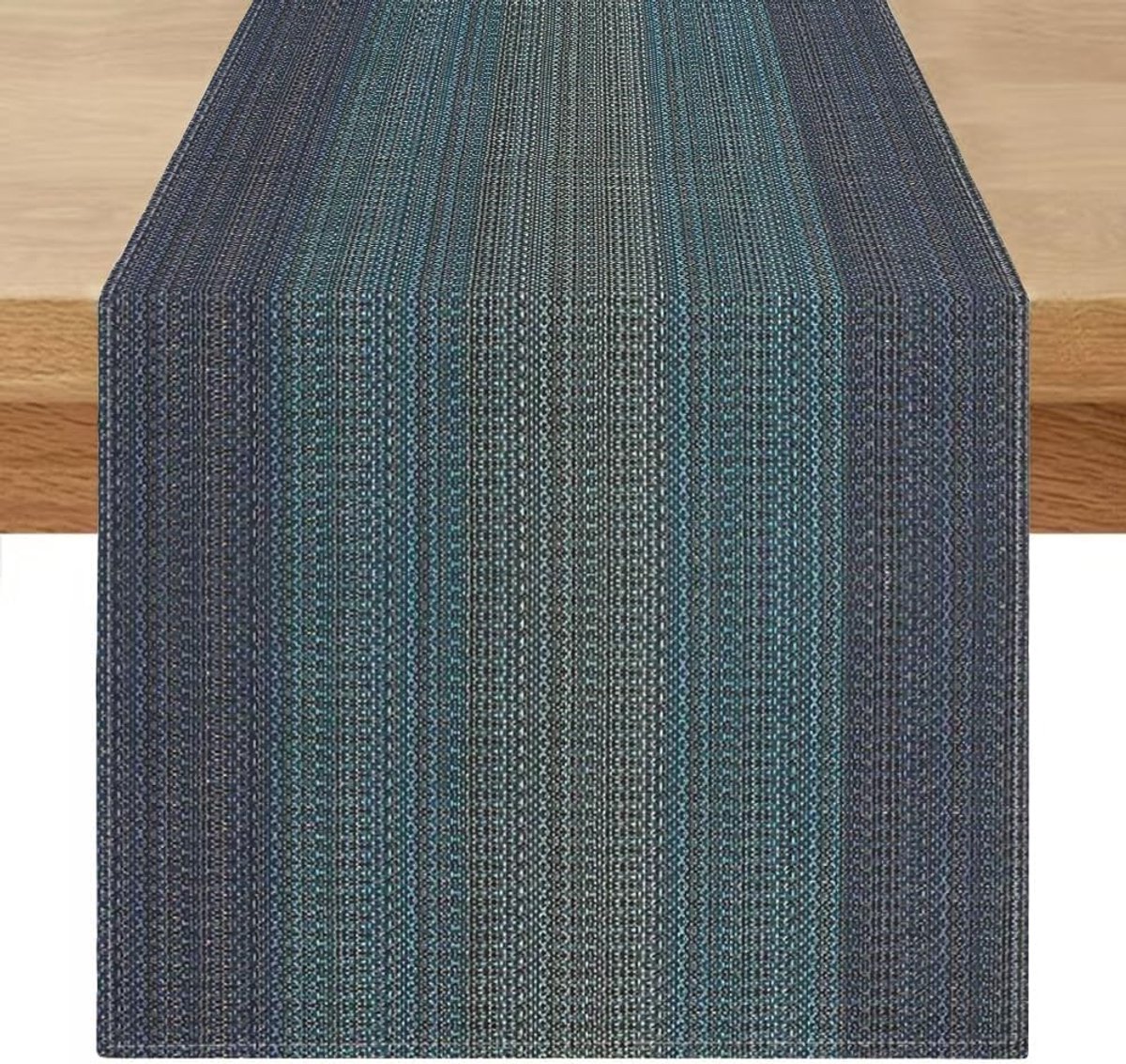 Tafelloper, marineblauw en zwart, 40 x 180 cm, retro tafelloper, tafel, houten strepen, textuur, tafeldecoratie, elegant, modern, decoratief voor vakantie, woonkamer, verjaardag, keuken