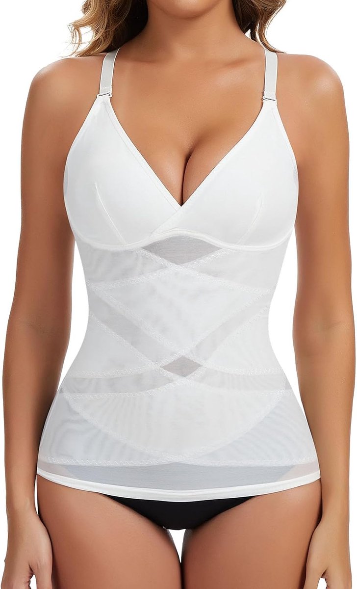 Dames onderhemd top shapewear buikweg tanktop compressie camisole body shaper top met V-hals