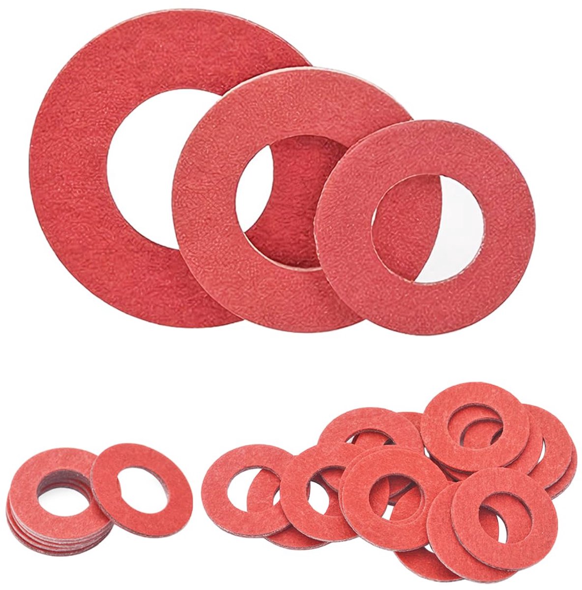100 stuks vezelschijven, M3 x 7 x 1 mm sluitringen van papiervezel van rood staal, O-ring, sluitringen van platte vezels