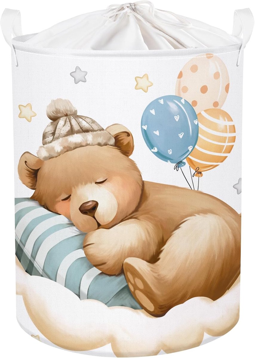 Dieren Baby Wasmand Opvouwbare Kleding Kinderen Opbergmand Grote Jongens Meisjes Cadeau Speelgoed Box Wasmand voor Kinderkamer, Beer, 63L