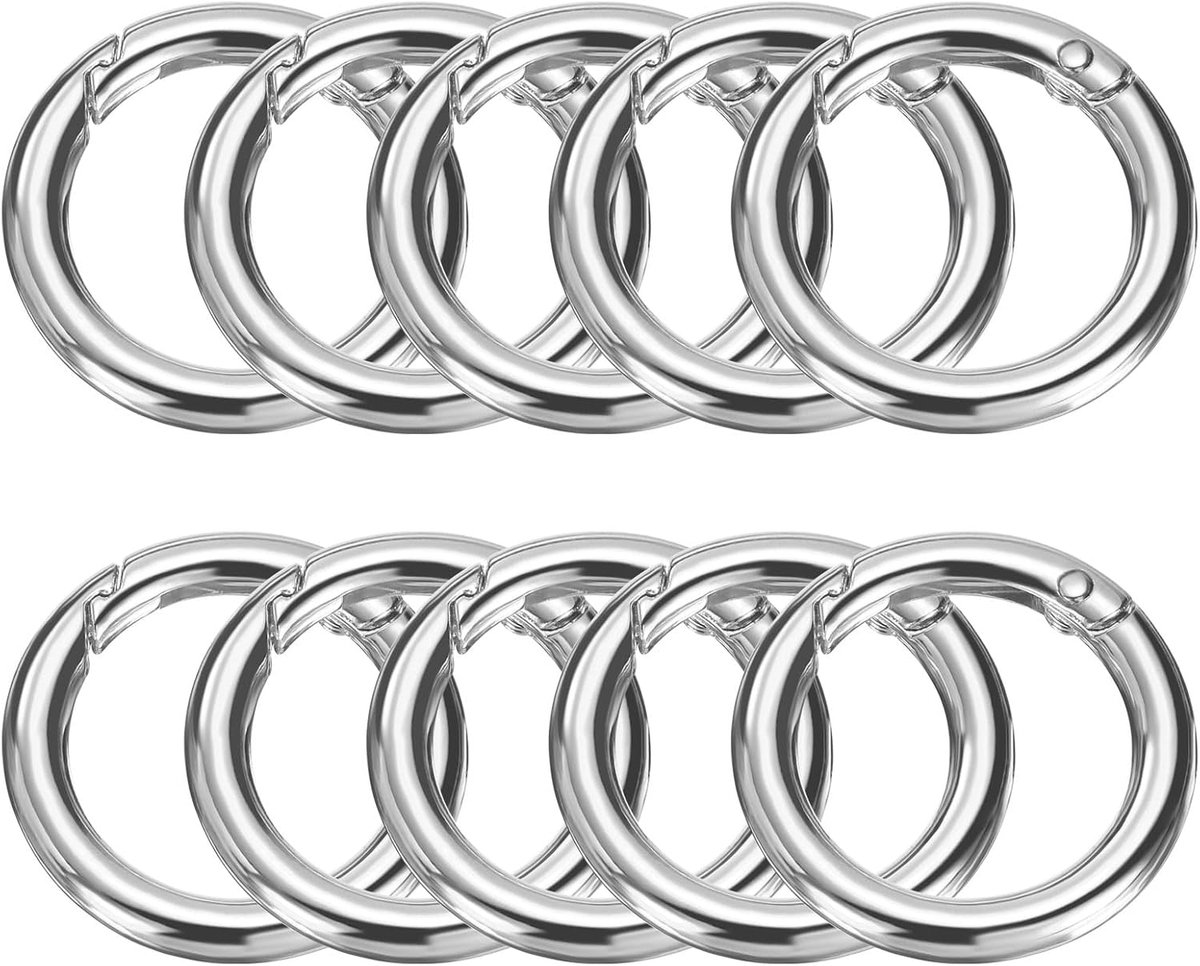 Veerringen van metaal, 1 inch veerhaken voor sleutels, ronde klikgesp voor sleutelhanger, tas, handtas, kleur zilver