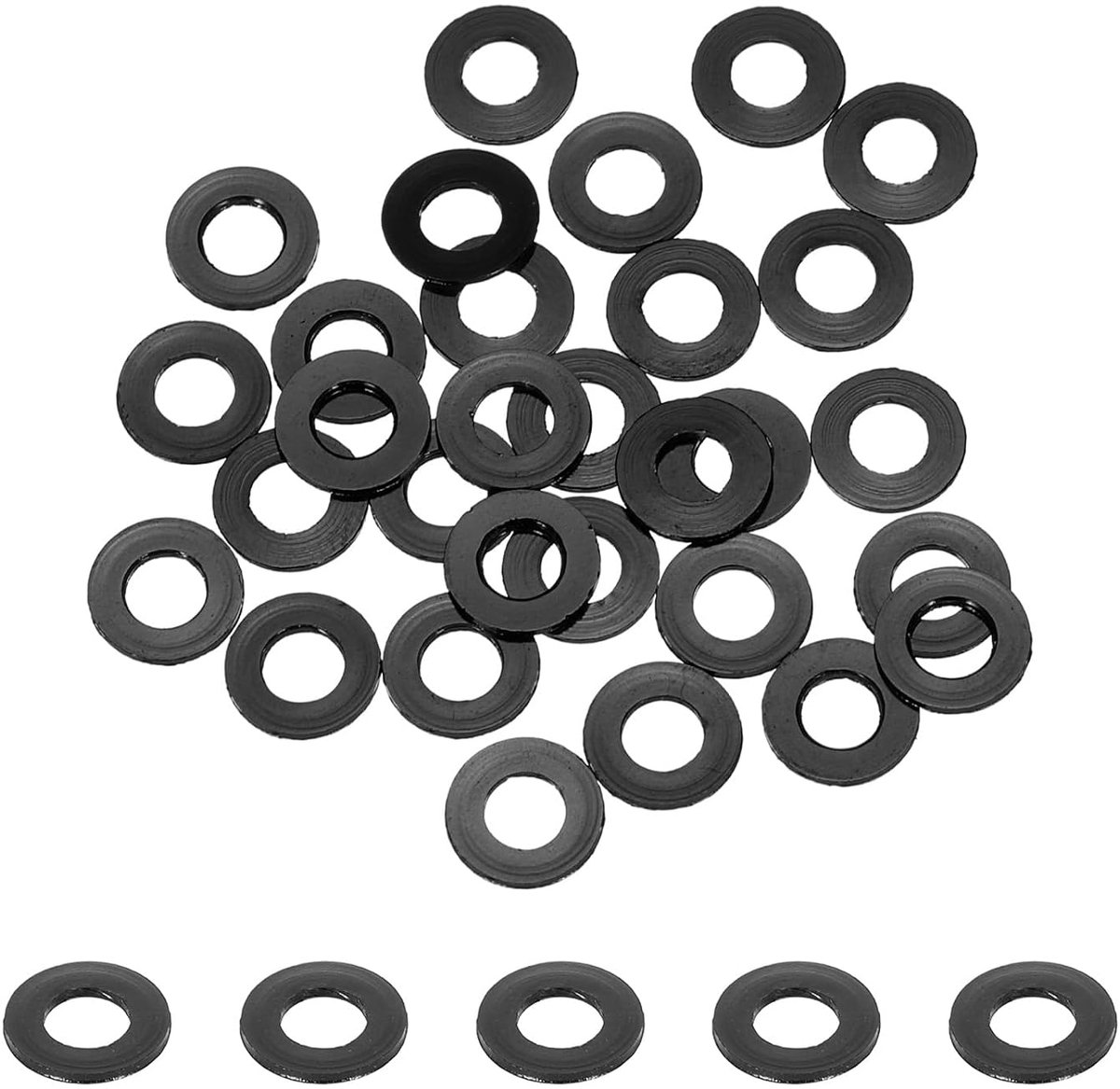 Platte sluitringen van aluminium, geanodiseerd, gatdiameter 3 mm/0,12, ronde sluitringen voor RC/FPV/PC/mechanische drones, modelonderdelen (zwart)