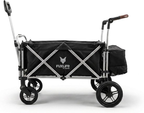 Opvouwbare Bolderkar - Strandkar Handkar - Transport Kinderen Bagage - Met Zonnedak Veiligheid - Max 75kg - Zwart van Opvouwbare Bolderkar — afbeelding 4