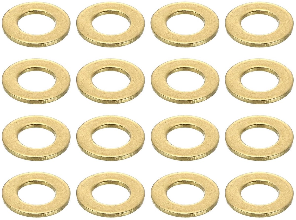 Platte afdichtingen, M3 x 6 x 0,5 mm messing sluitringen, afdichtringen voor schroeven, bouten, machinereparatie, buitenbouw