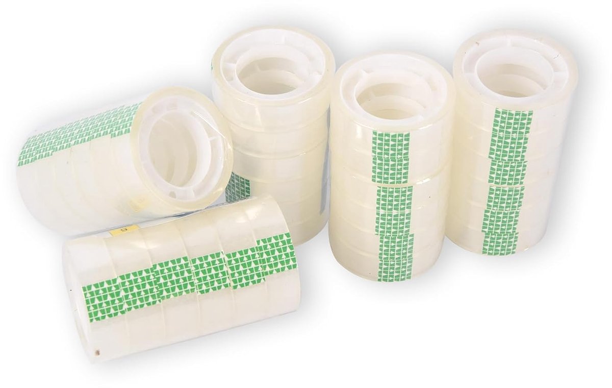 Transparante plakband set 12mm - 5 rollen van 10m - extra sterk en herbruikbaar - ideaal voor verzending - SnelShoppen