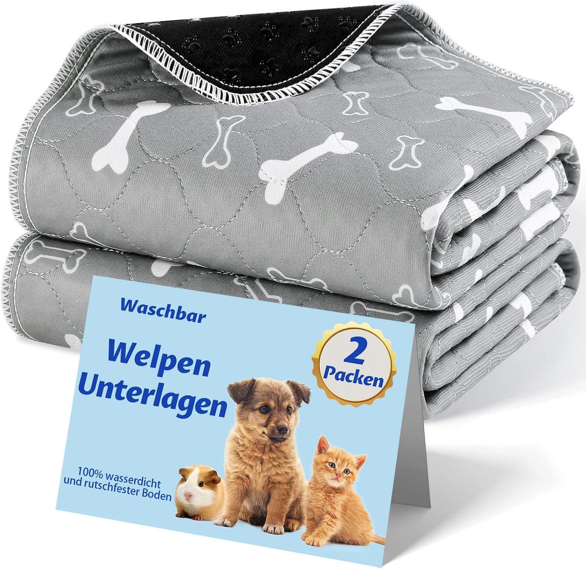 Wasbare urinemat voor huisdieren, 2 stuks, 60 x 45 cm, herbruikbare puppyonderleggers, mat voor honden, katten, cavia's, snel absorberende puppypads voor honden, katten, cavia's