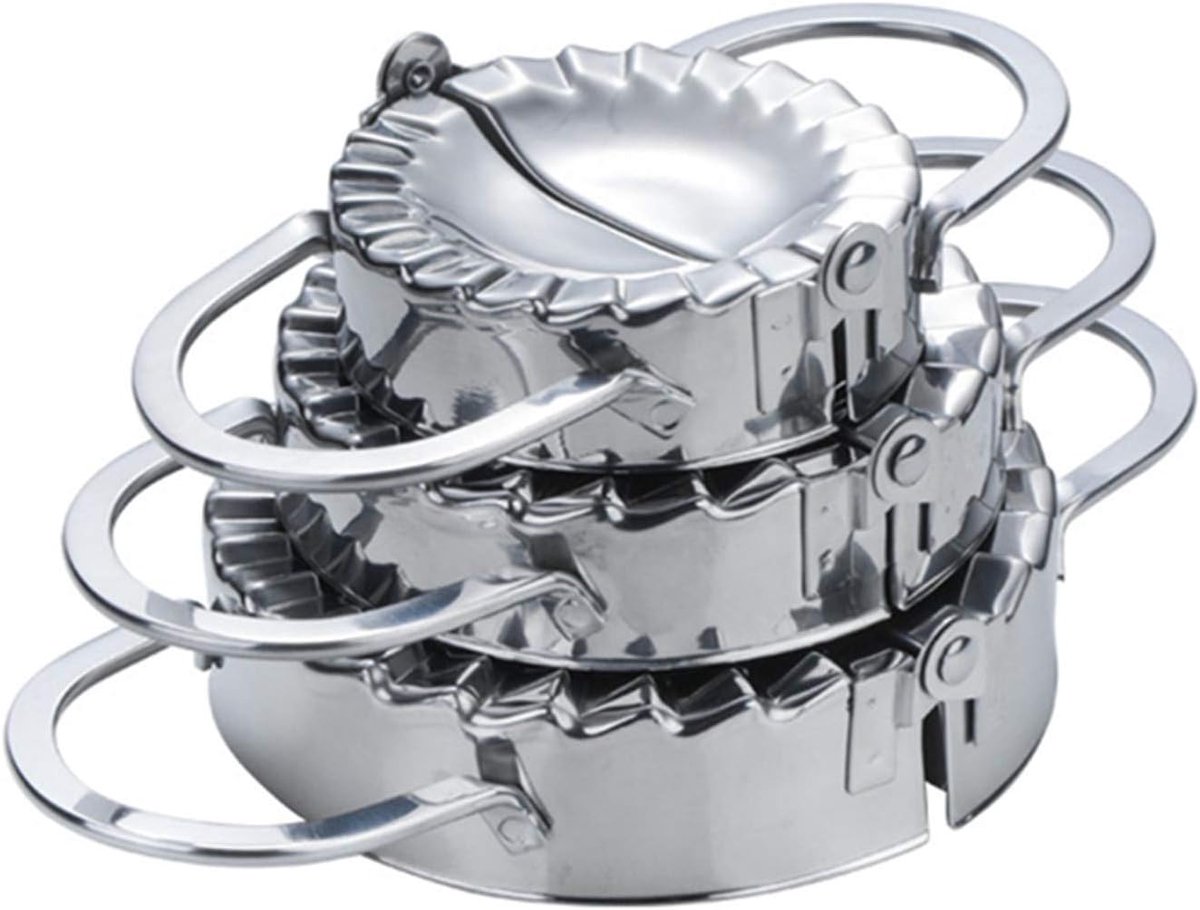 uitsteekvormen van hoogwaardig roestvrij staal, set van 3 knoedelfabrikanten, pierogie, raviolivormen, tortellini-vorm, ravioli-stempel, raviolisnijder, gebakgereedschap, dumplingmaker