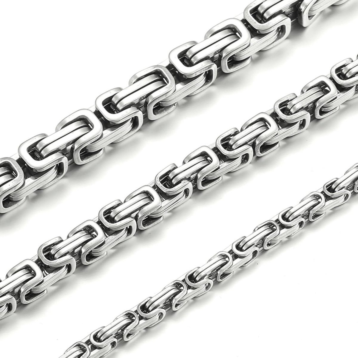 Koningsketting voor heren, zilver, 4/6/8 mm, 316L roestvrij staal, hiphop punk, 45/50/55/60/65 cm, sieraden, cadeau voor mannen, argento-4mm-60cm