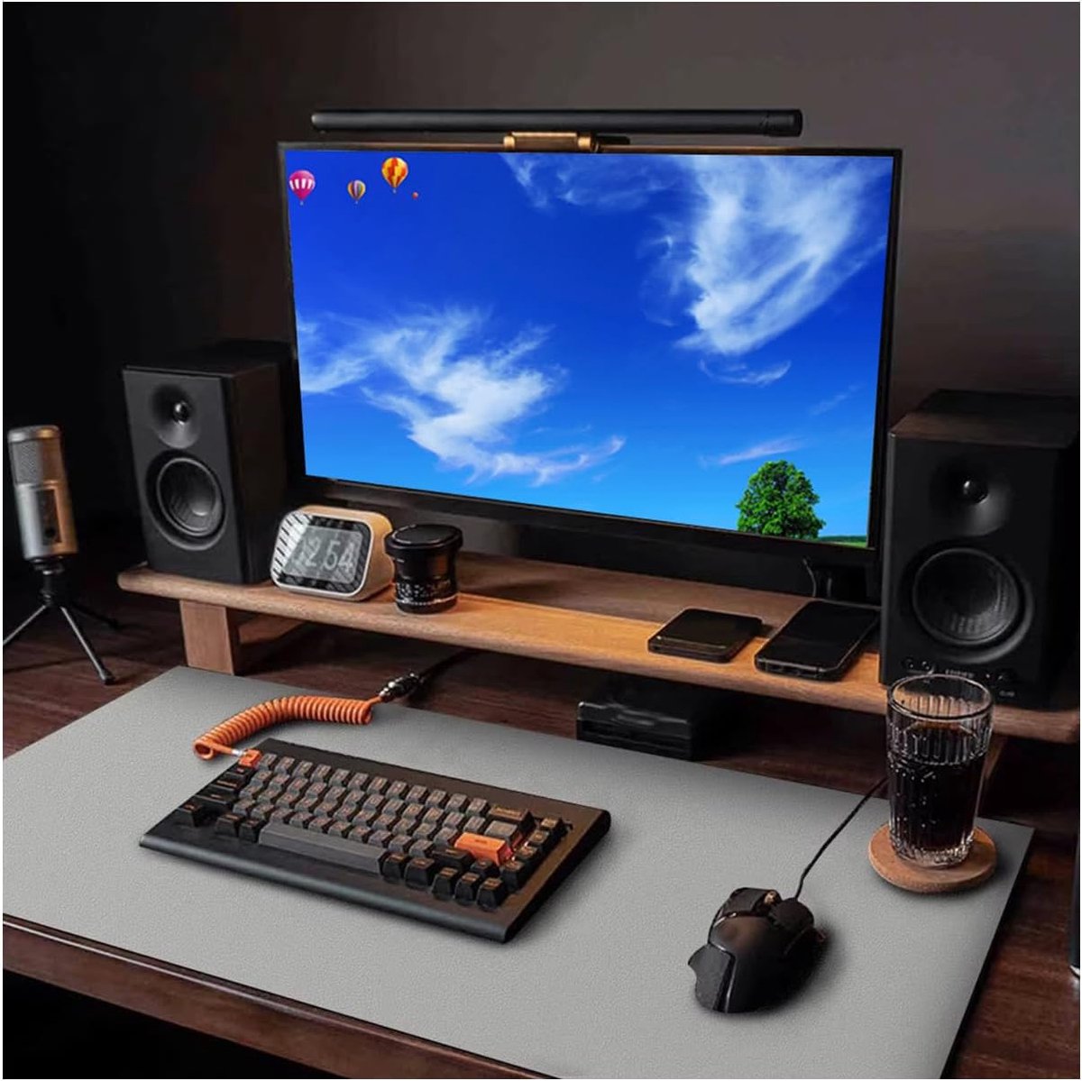 Bureauonderlegger, bureaumat, antislip, voor games, werk en studie, grijs, 40 x 80 cm