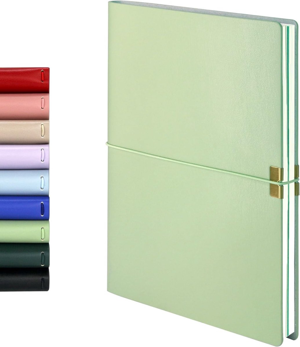 Reizigers Notebook Hervulbare Lederen Journal Cover, Saliegroen A5 Lederen Hervulbare Notebook met 2x96 Pagina Lege Inserts & Gids Pagina's, Traveler's Notebook A5, Journal Hervulbaar