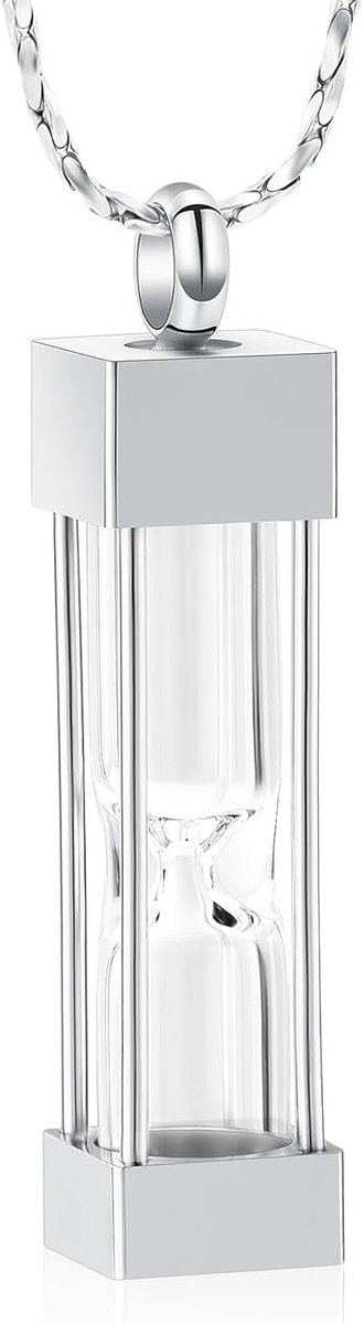 zandloper crematie sieraden voor as container flesjes urn halsketting hanger roestvrij staal cilinder fles gedenkteerd crematie sieraden voor vrouwen en mannen, Roestvrij staal, Geen edelsteen