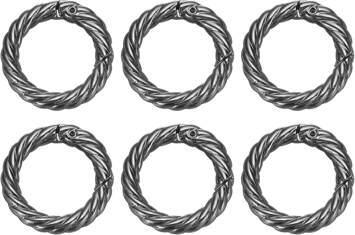 6 stuks lente O-ringen 3/4" ronde trigger metalen snap haak cirkel gunmetal sleutelring clip sleutelhanger voor tassen handtassen portemonnees sleutelring