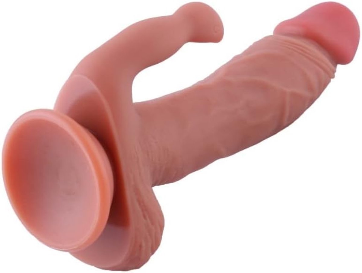 Dildo met zuignap 21cm - Konijnenvorm - Clitorisstimulator - Sterke hechting op gladde oppervlakken - SnelShoppen