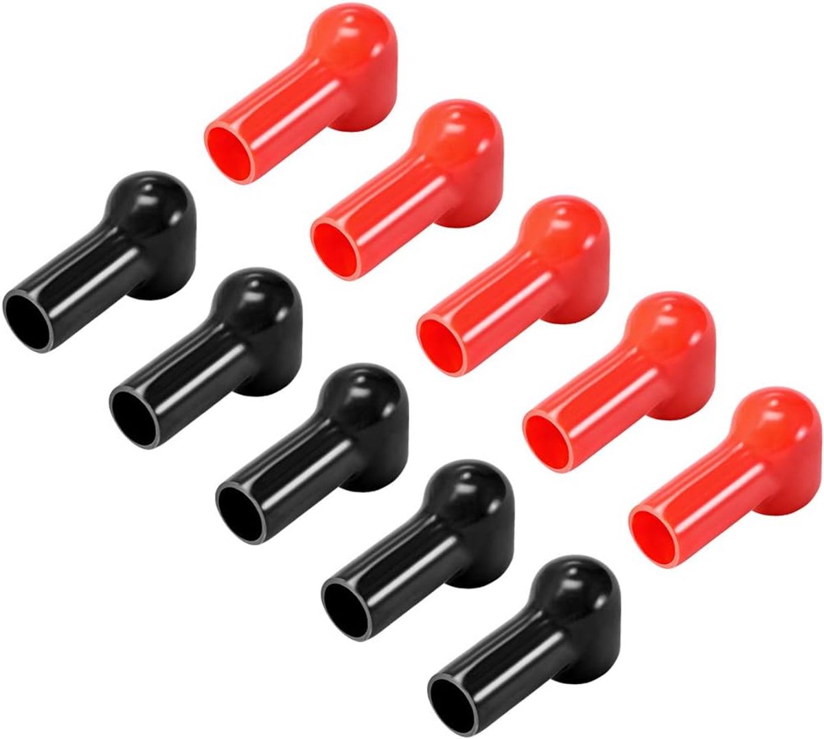 Sourcing map Isolerende rubberen beschermhoezen voor accuklemmen, 1 paar, rood en zwart, 12 mm x 16 mm, 5 paar