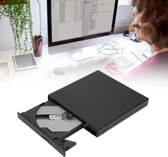 Externe DVD-Drive - Cd-brander - Bestanden Archiveren - Schokbestendig Ontwerp - 19x16x5 cm - Zwart — afbeelding 4