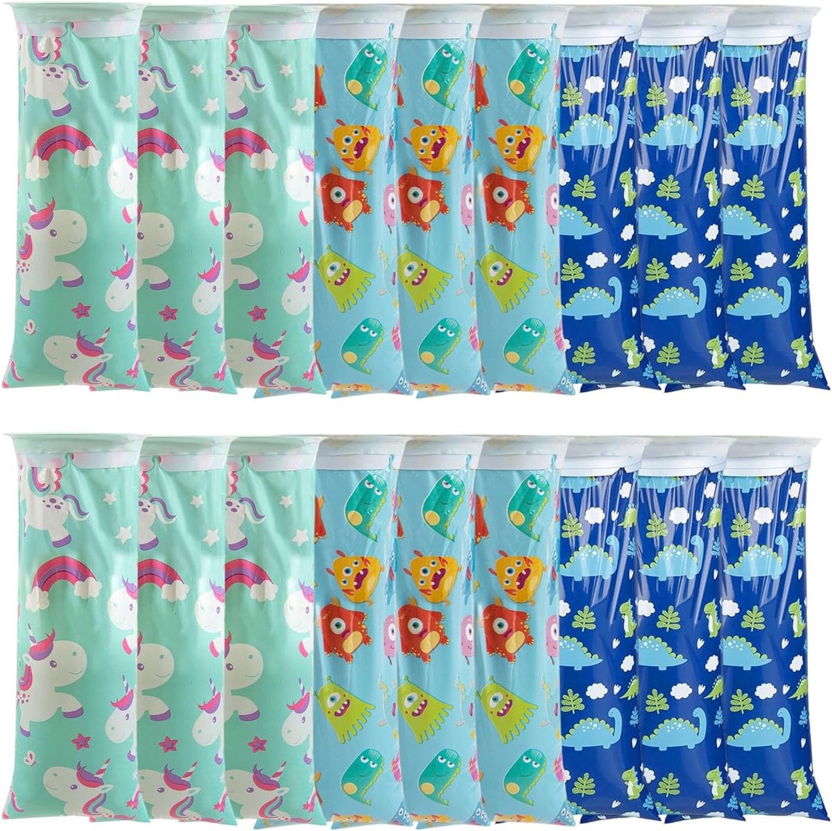 Auto Kinderen Volwassenen 1500ML,ESYFOR 18pcs Kotszakjes met Ring Hoge Dichtheid Lekvrije Kotszakjes Schattig Patroon Kotszakjes voor Braken, Misselijkheid, Onderweg, Auto, Reisziekte
