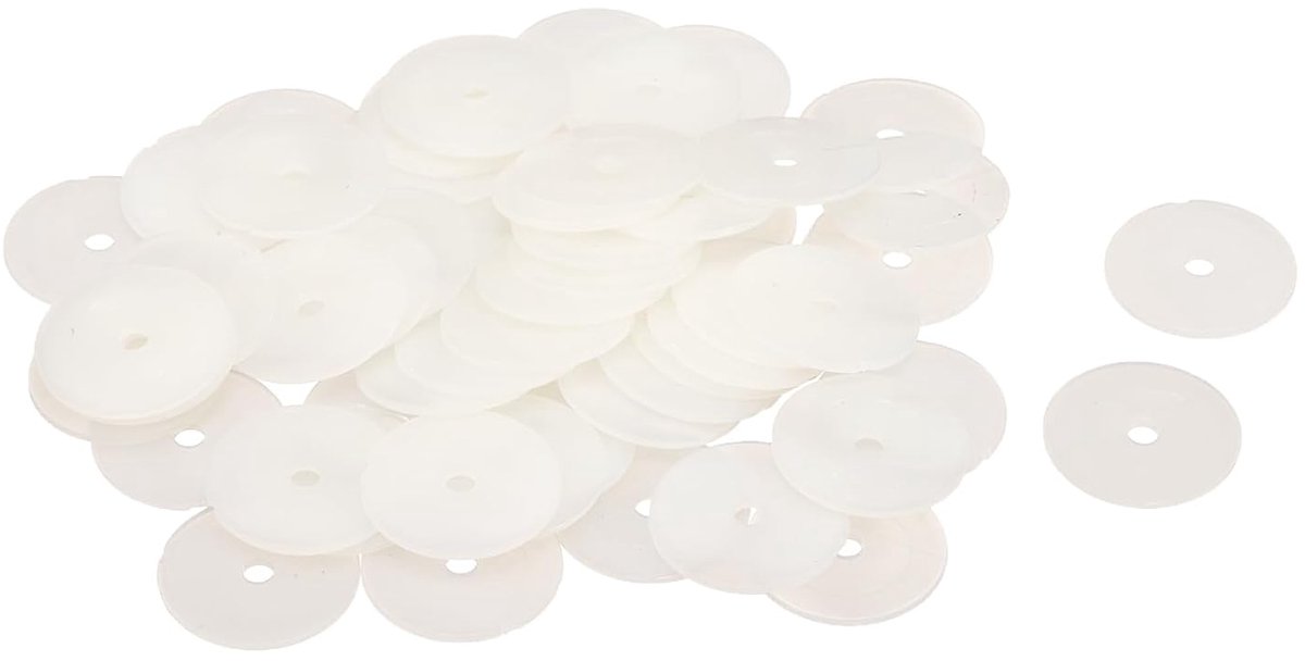 Platte afdichtingen 3 mm ID 20 mm OD 1 mm dik, gladde sluitringen, kunststof blad-afdichting, bevestigingselement, afdichtingsafstandhouder, afdichtring, wit