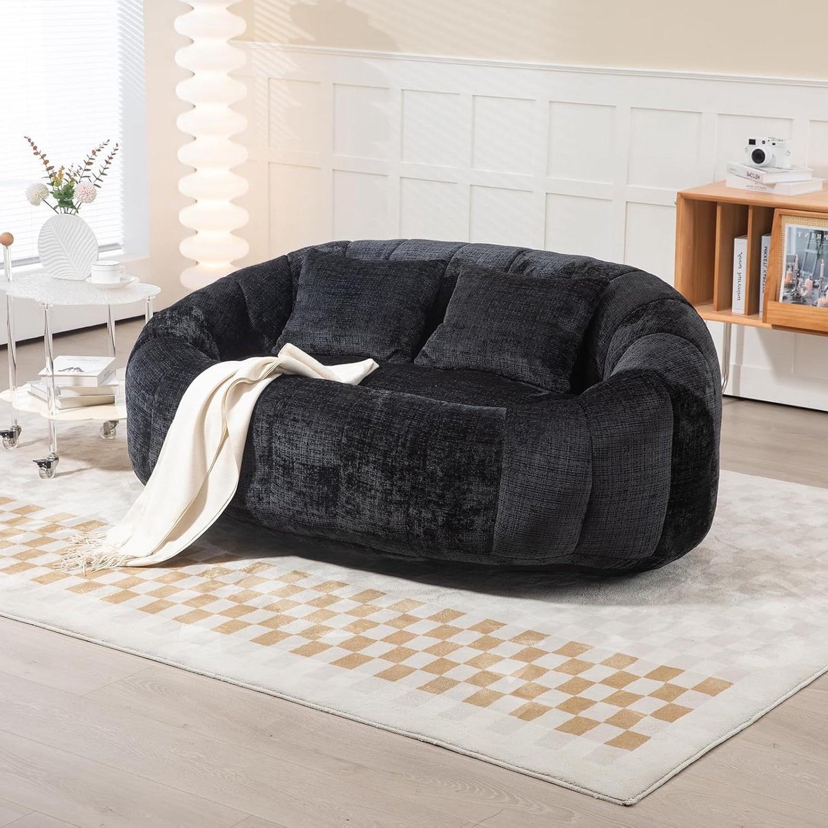 Zitzak Bank - Luie Sofa - Ontspannen Lezen - Zachte Schuimvulling - 150 cm Breed - Zwart
