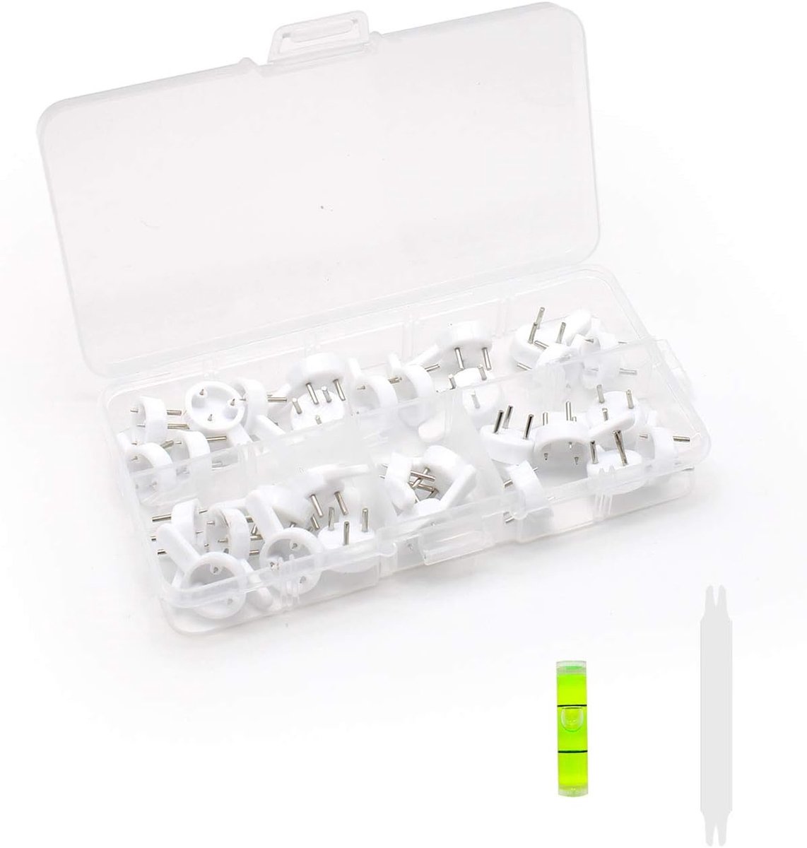 30 stuks traceless opknoping fotohaak, 25 mm non-trace foto opknoping haken met opbergdoos, hardwall gipsplaten foto hanger haak voor hardwall beton muur opknoping