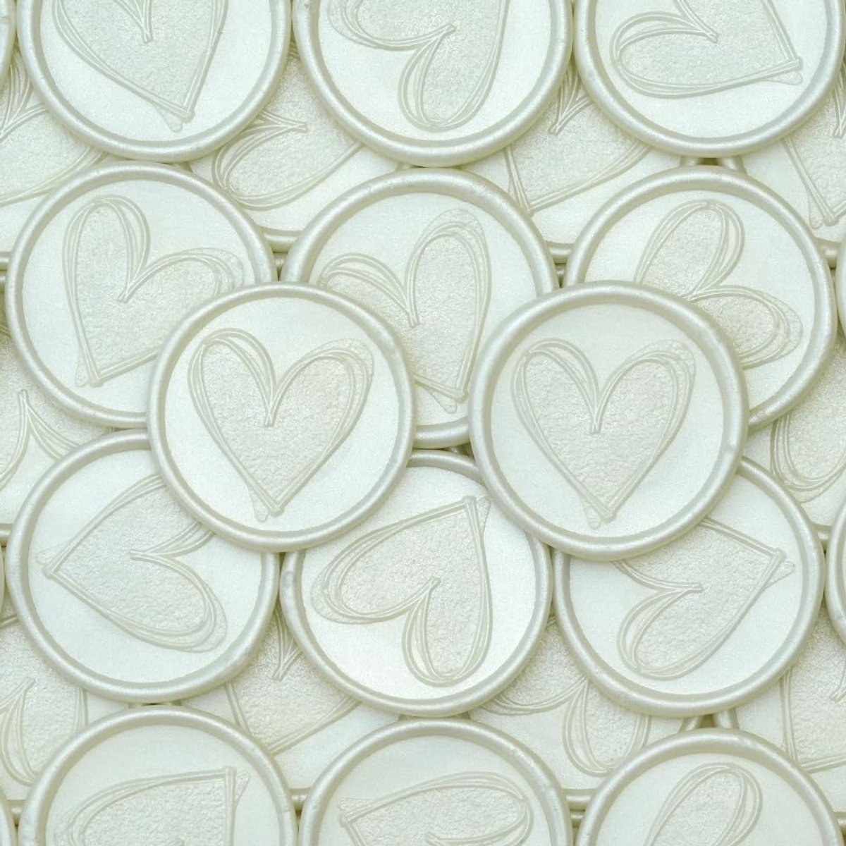 50 stuks hart-waszegels zelfklevende kant-en-klare bruiloftszegelzegels voor uitnodigingen, envelop, plaatskaarten, geschenken, scrapbooking - Valentijnsdag waszegel (Parelmoer Wit)