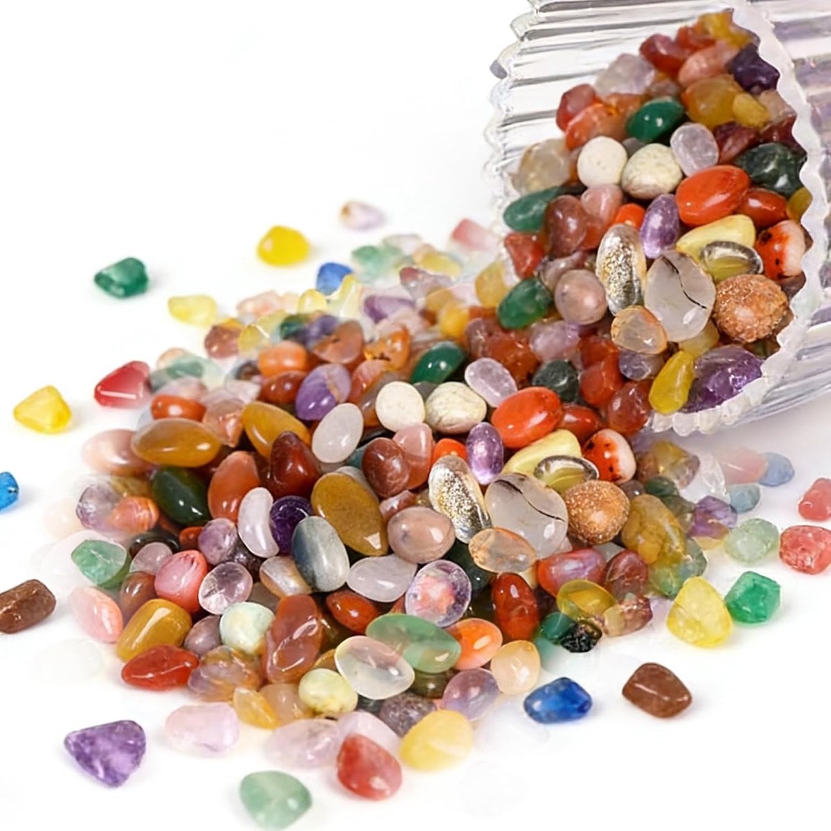 Edelstenen, 400 g, kleine edelstenen, sierstenen voor decoratie voor aquaria, bloempotten, sieraden maken en woondecoratie (semi-transparante gemengde kleuren)