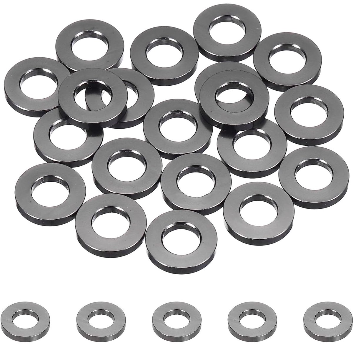 20 stuks metalen sluitringen M6, platte sluitringen M6 x 12 mm, ringen van aluminiumlegering, verdikking, voor schroeven en moeren, deurscharnieren, Rc-modelonderdelen, titanium grijs